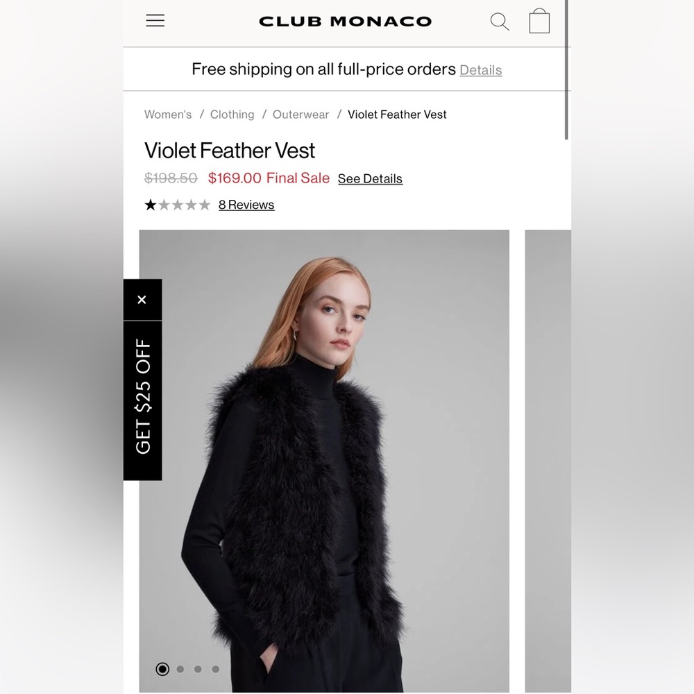 Club Monaco violet feather vest